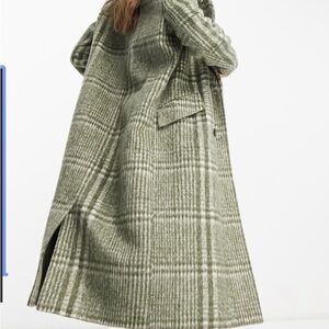 ASOS Design Green Plaid Coat NWT SIZE 6